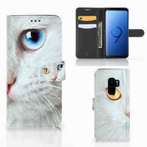 Samsung Galaxy S9 Plus Telefoonhoesje met Pasjes Witte Kat