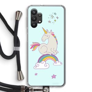 Regenboog eenhoorn: Samsung Galaxy A32 5G Transparant Hoesje met koord