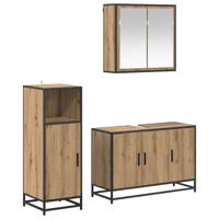 Badkamermeubelset 3 pcs artisanaal eikenkleurig 90 x 33 x 60 cm