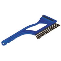 IJskrabber 2 in 1 - met rubberen trekker en borstel - raamkrabber - blauw - kunststof - 9 x 40 cm