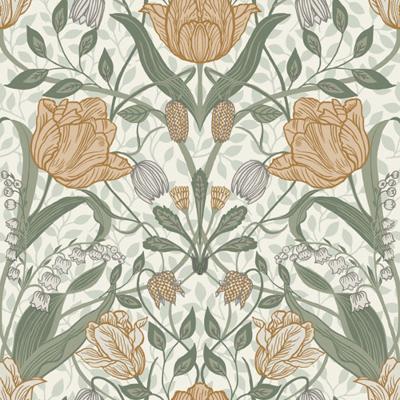 Dutch Wallcoverings Apelviken - Filippa White/Yellow - Wit/Geel