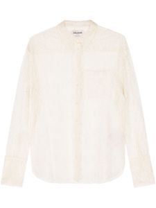 Zadig&Voltaire Tyrone floral-lace mesh shirt - Tons neutres