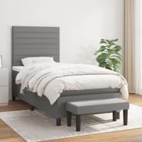 Boxspring met matras stof donkergrijs 90x190 cm