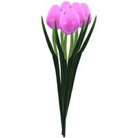 6x Roze decoratie tulpjes 35 cm van hout   -