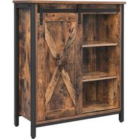 Vasagle dressoir met schuifdeur en verstelbare planken - Stalen frame - Industriële vintage stijl - bruin-zwart - thumbnail