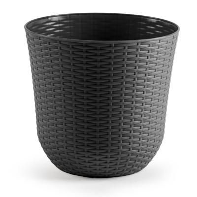 PlasticForte Plantenpot - D32,5xH30,5 cm - grijs - rotan kunststof - bloempot