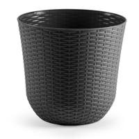 PlasticForte Plantenpot - D32,5xH30,5 cm - grijs - rotan kunststof - bloempot