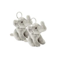 Set van 2x stuks pluche olifanten knuffel grijs sleutelhangers 10 cm