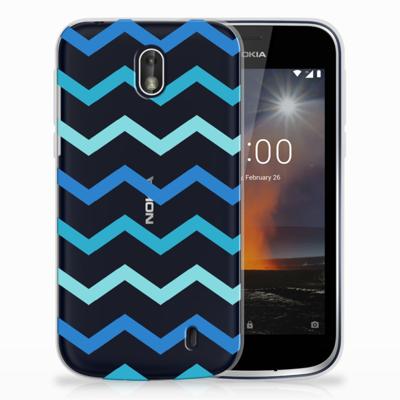 Nokia 1 | TPU bumper | Zigzag Blauw