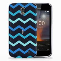 Nokia 1 | TPU bumper | Zigzag Blauw