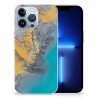 Apple iPhone 13 Pro TPU Siliconen Hoesje Marble Blue Gold