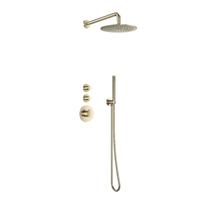Doucheset Inbouw Deluxe Sanilux Giles Met Box Thermostaat Douchekop 25 cm Rond Goud Geborsteld Sanilux