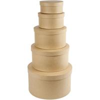 Creativ Company Ronde hoedendozen, h: 8+10+13+15+19 cm, d 16,5+18,5+24+28,5+35,5 cm, 5 stuk/ 1 set Creativ Company Ronde hoedendozen, h: 8+10+13+15+19 cm, d 16,5+18,5+24+28,5+35,5 cm, 5 stuk/ 1 set