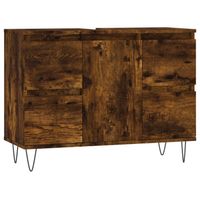 The Living Store Badkaast - naam - Kast - 80 x 33 x 60 cm - Gerookt eiken