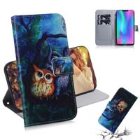 Olieverf uil patroon gekleurde tekening horizontale Flip lederen case voor Huawei Honor quater met houder & card slots & portemonnee