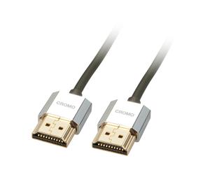 LINDY 41672 HDMI-kabel HDMI Aansluitkabel HDMI-A-stekker, HDMI-A-stekker 2.00 m Grijs 4K UHD, OFC-kabel, Rond, Afgeschermd (dubbel), Extreem dun, Vergulde