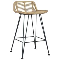 The Living Store Barstoelen Rattan - 46 x 48 x 79 cm - Comfortabele zitting - Sterke metalen poten - Rustieke stijl -