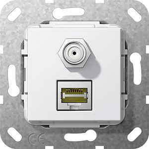 Gira UTP Cat 6A en F-connector aansluiting glanzend wit 569703