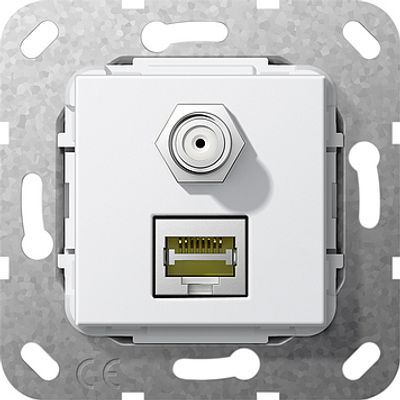 Gira UTP Cat 6A en F-connector aansluiting glanzend wit 569703