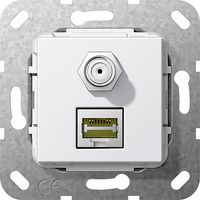 Gira UTP Cat 6A en F-connector aansluiting glanzend wit 569703