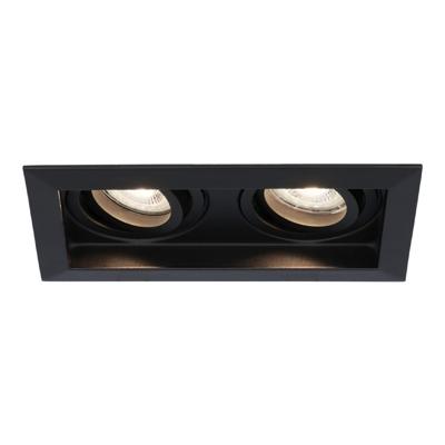 Durham Dubbel LED inbouwspot vierkant - 10 Watt 800 lumen - 4000K neutraal wit - GU10 - Dimbaar Kantelbaar - Voor binnen - Zwart