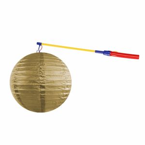 Gouden lampion 35 cm met lampionstokje