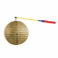 Gouden lampion 35 cm met lampionstokje - thumbnail