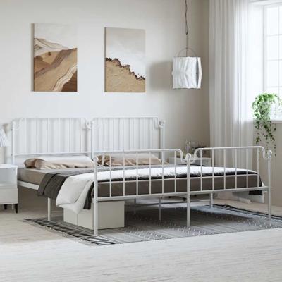 Bedframe met hoofd- en voeteneindemetaal wit 183x213 cm