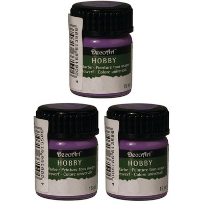 3x Paarse acrylverf/allesverf potje 15 ml hobby/knutselmateriaal