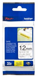 TZe-S131  - Labelling tape 12mm transparent / black TZe-S131