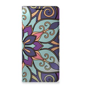 Motorola Edge 20 Pro Smart Cover Purple Flower