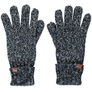 Zwart/navy gemeleerde gebreide handschoenen met fleece voering voor kinderen One size  -