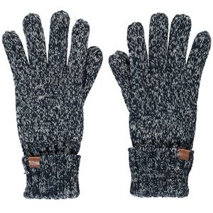 Zwart/navy gemeleerde gebreide handschoenen met fleece voering voor kinderen