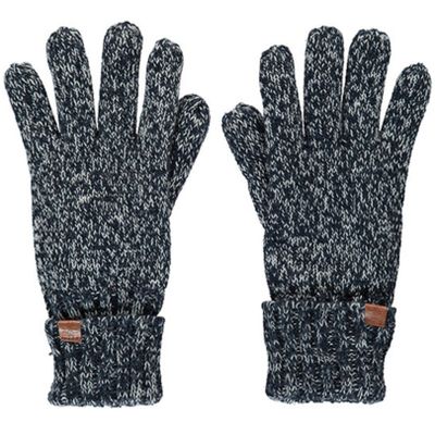 Zwart/navy gemeleerde gebreide handschoenen met fleece voering voor kinderen