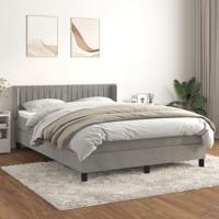 Boxspring met matras fluweel lichtgrijs 140x190 cm