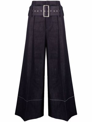 10 CORSO COMO pantalon en jean à taille haute ceinturée - Bleu
