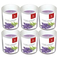 Trend Candles Geurkaars - 6x - in glas - Lavendel aroma - 25 branduren - 7 x 8 cm