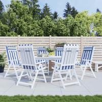 VidaXL Stoelkussens 6 st hoge rug gestreept stof oxford wit en blauw