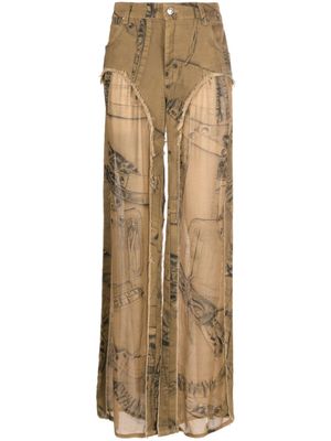 Blumarine pantalon à effet de transparence - Marron