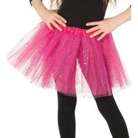Petticoat/tutu verkleed rokje roze glitters 31 cm voor meisjes - thumbnail