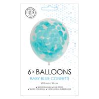 Globos Confetti ballonnen papieren confetti baby blauw 30cm, 6st.