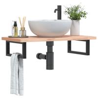 Badkamer wandschap staal en massief beukenhout