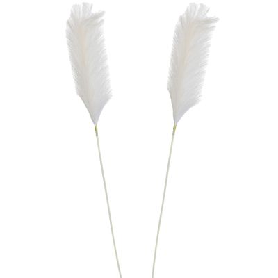 Pluimgras losse steel/tak - 2x - wit - 104 cm - Decoratie kunst pluimen Pluimgras losse steel/tak - 2x - wit - 104 cm - Decoratie kunst pluimen