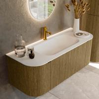 Badmeubel Mondiaz Kurve | 120 cm cm | Meubelkleur Dusk | Wastafelkleur Talc | Solid surface | Wasbak midden spoelbak | 1 kraangat