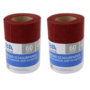 Schuurpapier rol - 2x - P60 - 110 mm x 4,5 m - nat en droog schuren