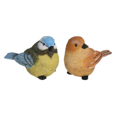 Tuin/huis decoratie beeldjes set van 2x vogeltjes - polystone - 12 cm Tuin/huis decoratie beeldjes set van 2x vogeltjes - polystone - 12 cm