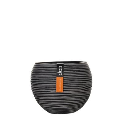 Vaas bol Rib 23x19 Zwart - Capi europe