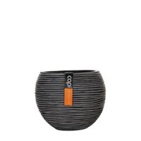 Vaas bol Rib 23x19 Zwart - Capi europe