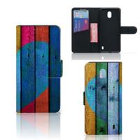 Nokia 1 Plus | Book Style Case | Wood Heart - Cadeau voor je Vriend