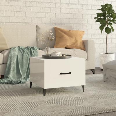 Salontafel met metalen poten 50x50x40 cm hoogglans wit